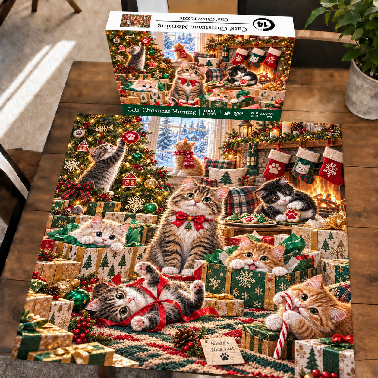 Cats’ Christmas Morning Jigsaw Puzzle 1000 Pieces
