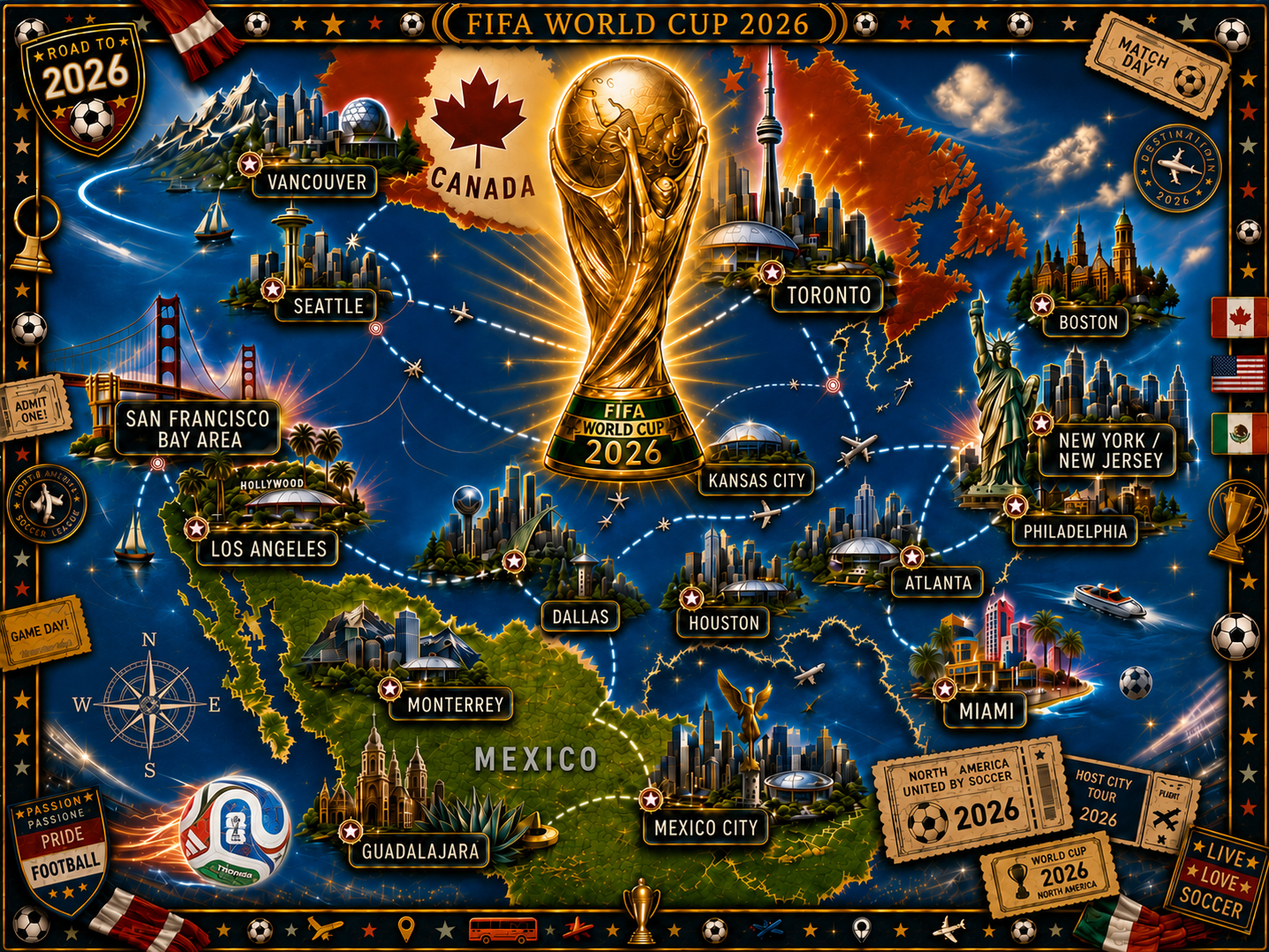 2026 World Cup Host Cities Journey - 500/1000 Piece Jigsaw Puzzle