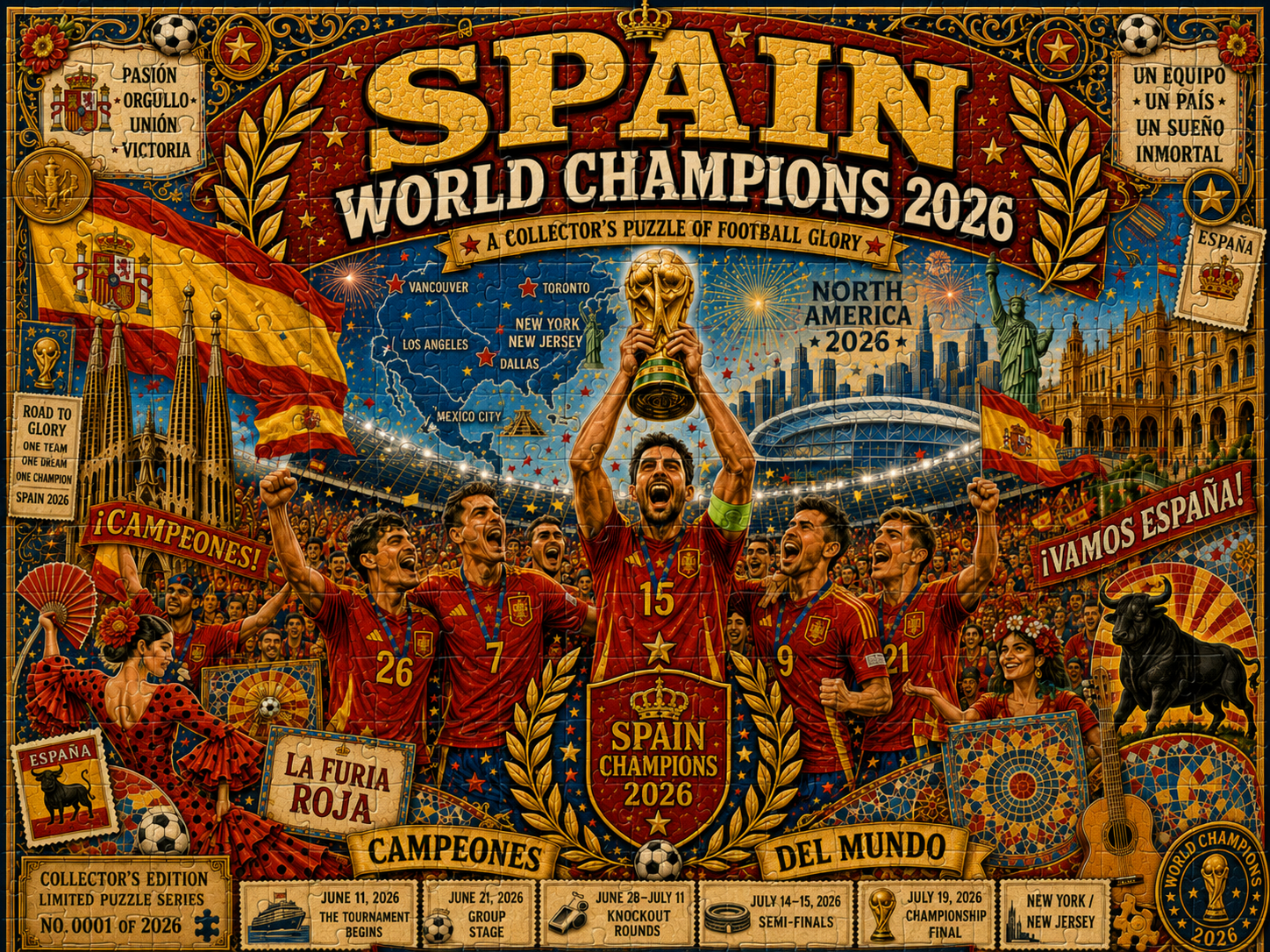 Spain 2026 World Champions Collector’s Puzzle- 500/1000 Piece Jigsaw Puzzle