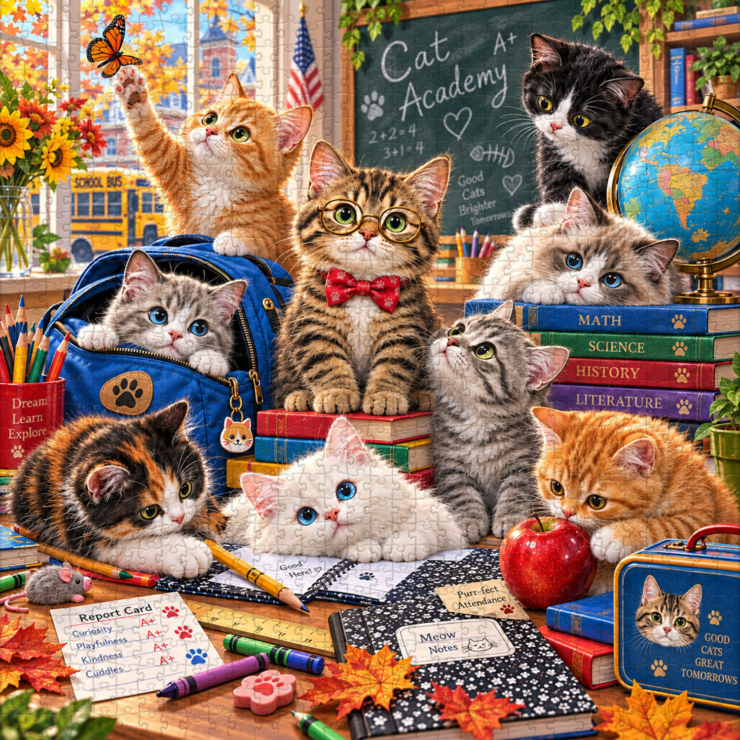 First Day at Cat Academy – Back to School Cats Jigsaw Puzzle 1000 Pieces