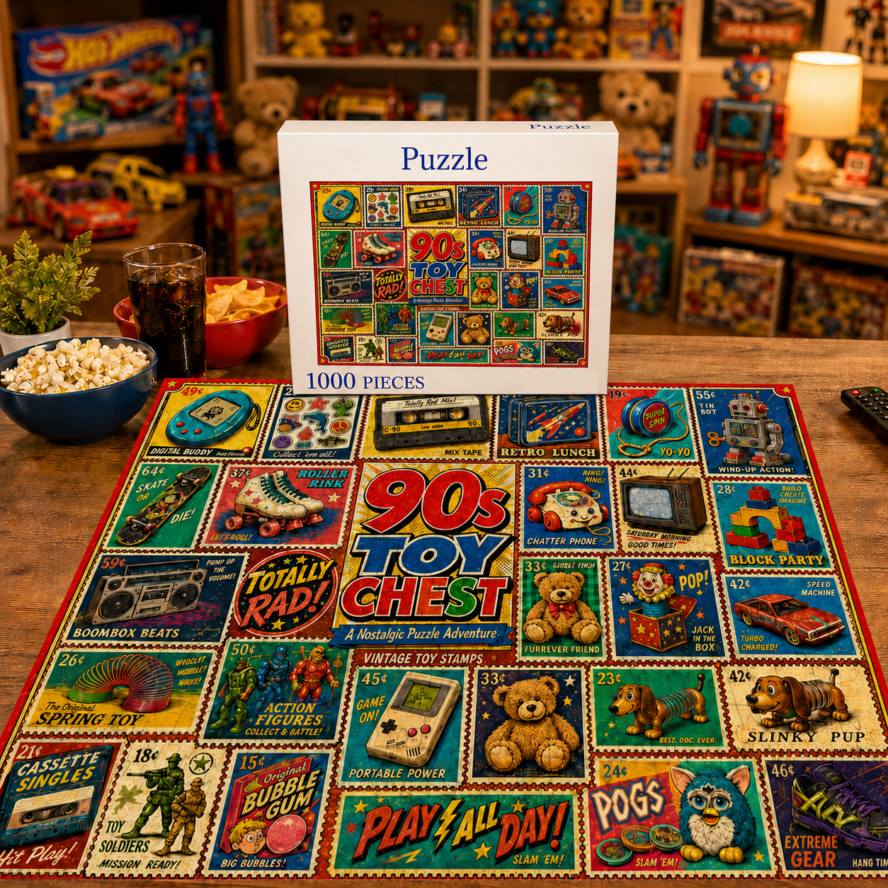 90s Toy Chest Nostalgia Puzzle – 500/1000 Pieces