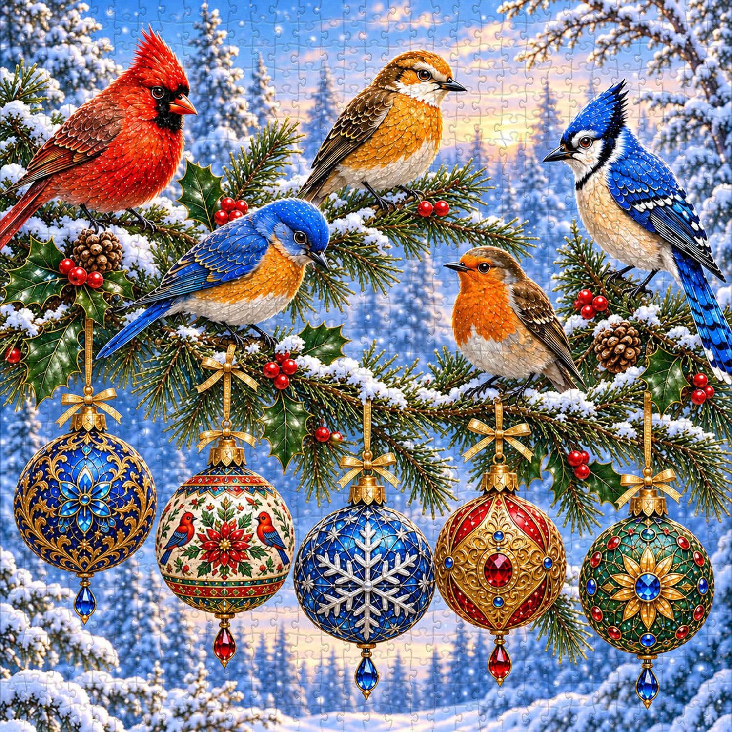 Christmas Songbirds Jigsaw Puzzle 1000 Pieces