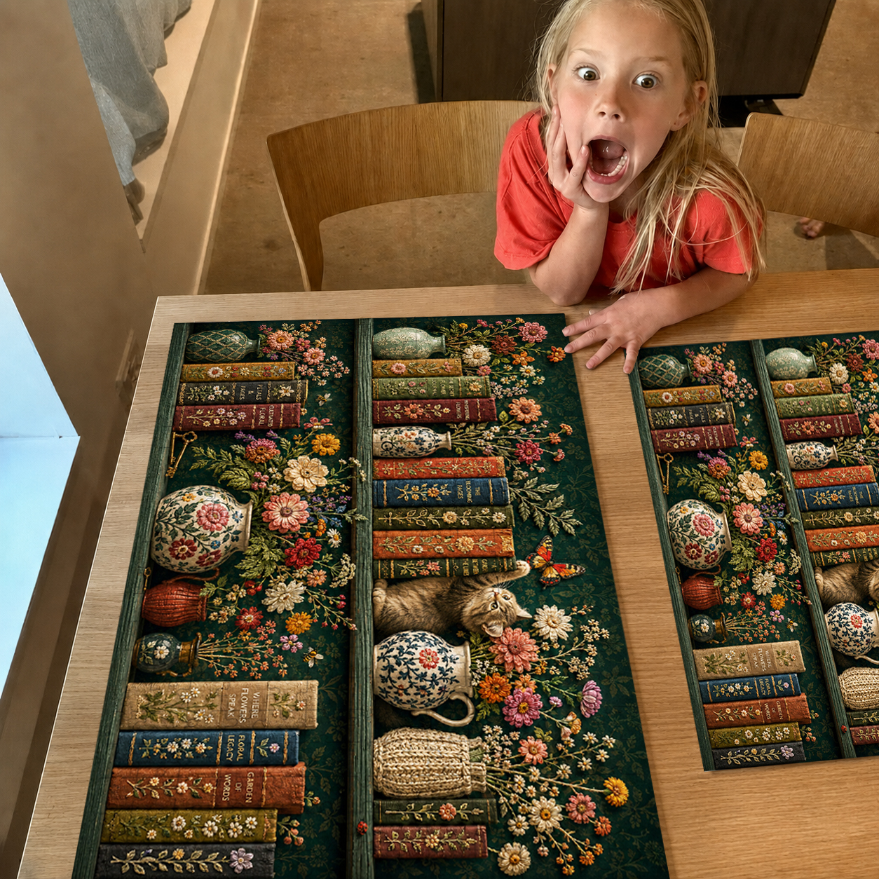 Vintage Blooming Bookshelf Jigsaw Puzzle