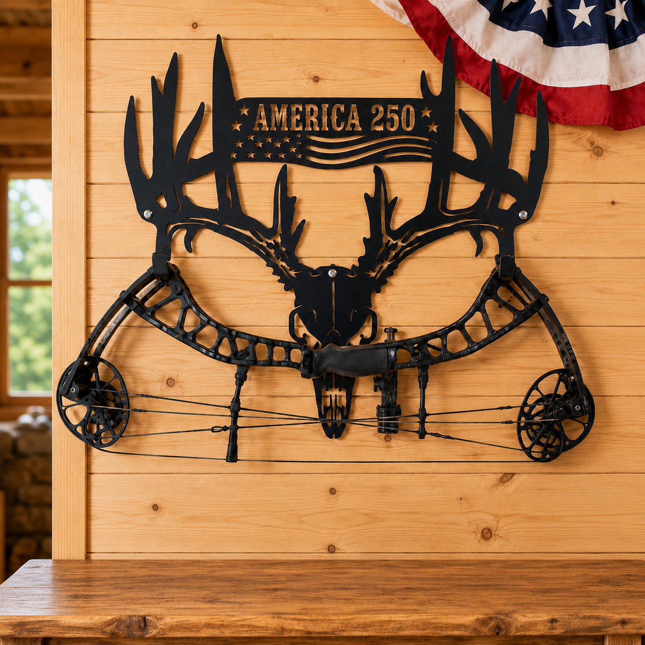 Personalized America 250th Anniversary Antler Bow Rack