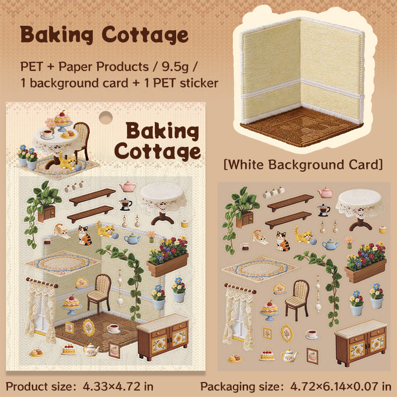 2026 Embroidery-Themed 3D Miniature Scene Stickers – DIY Craft Stickers