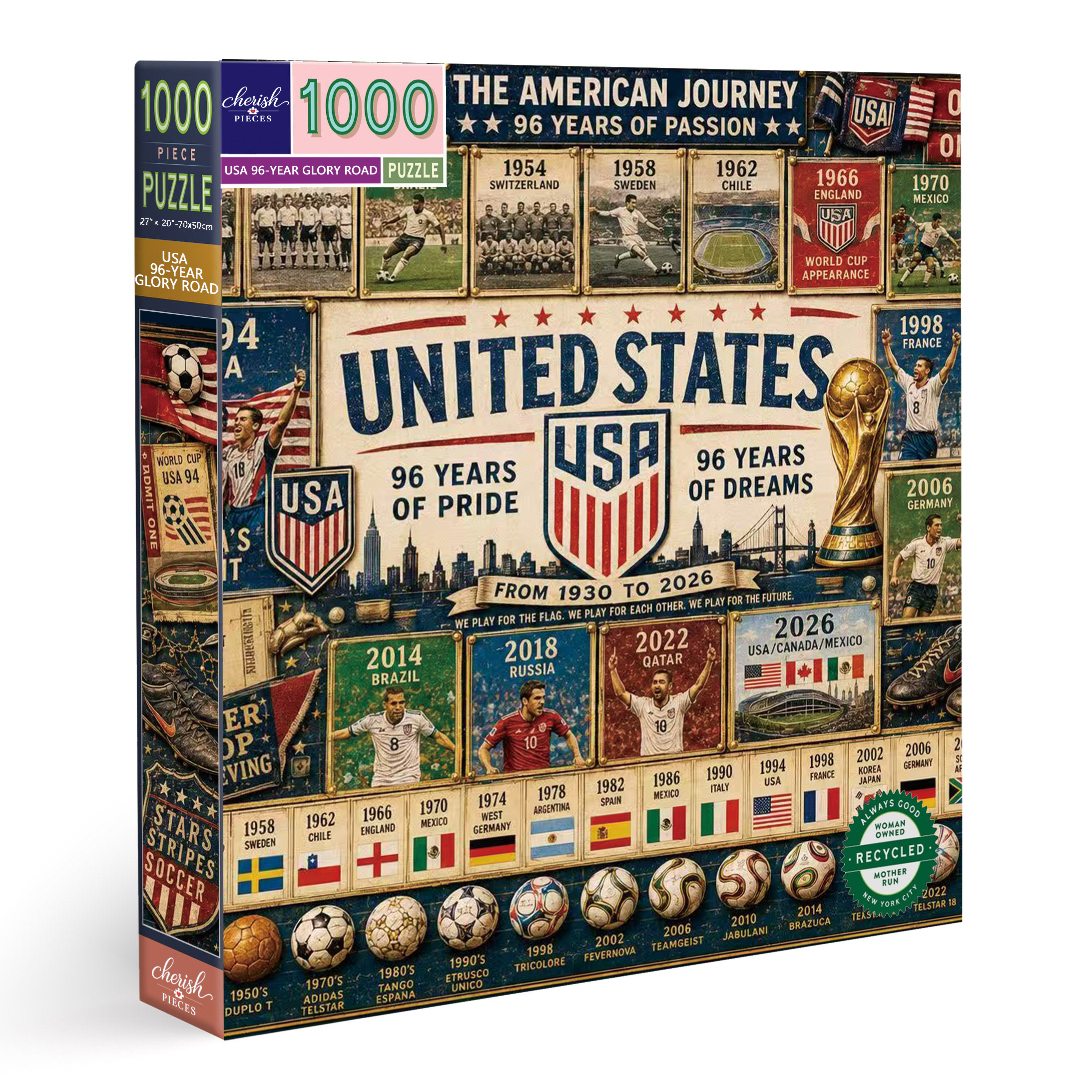 USA 96-Year Glory Road World Cup Soccer "Road to Glory" Jigsaw Puzzle – 500/1000 Pieces