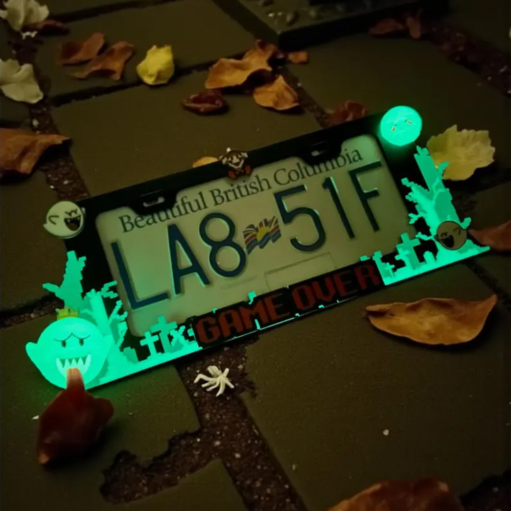 3D Printed King Boo License Plate Frame: Glow in the Dark Car Accessory
