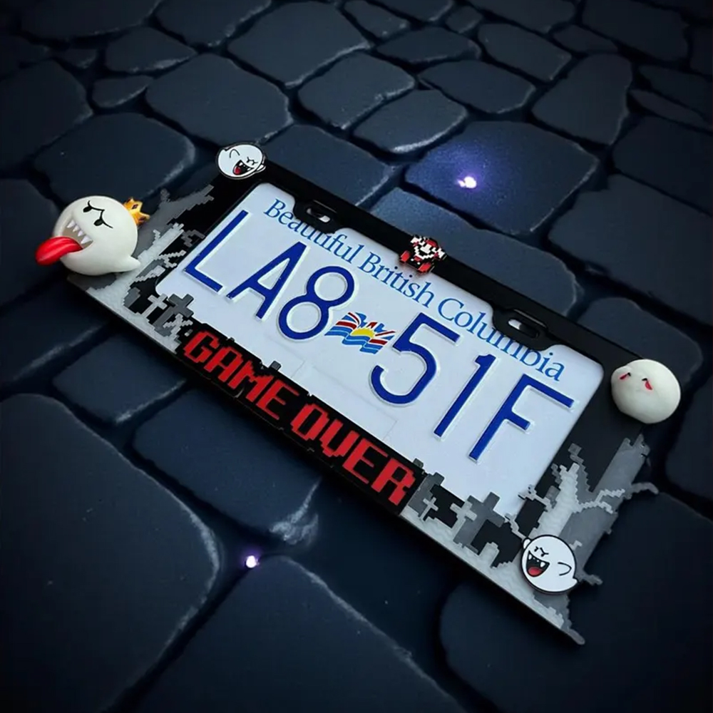 3D Printed King Boo License Plate Frame: Glow in the Dark Car Accessory