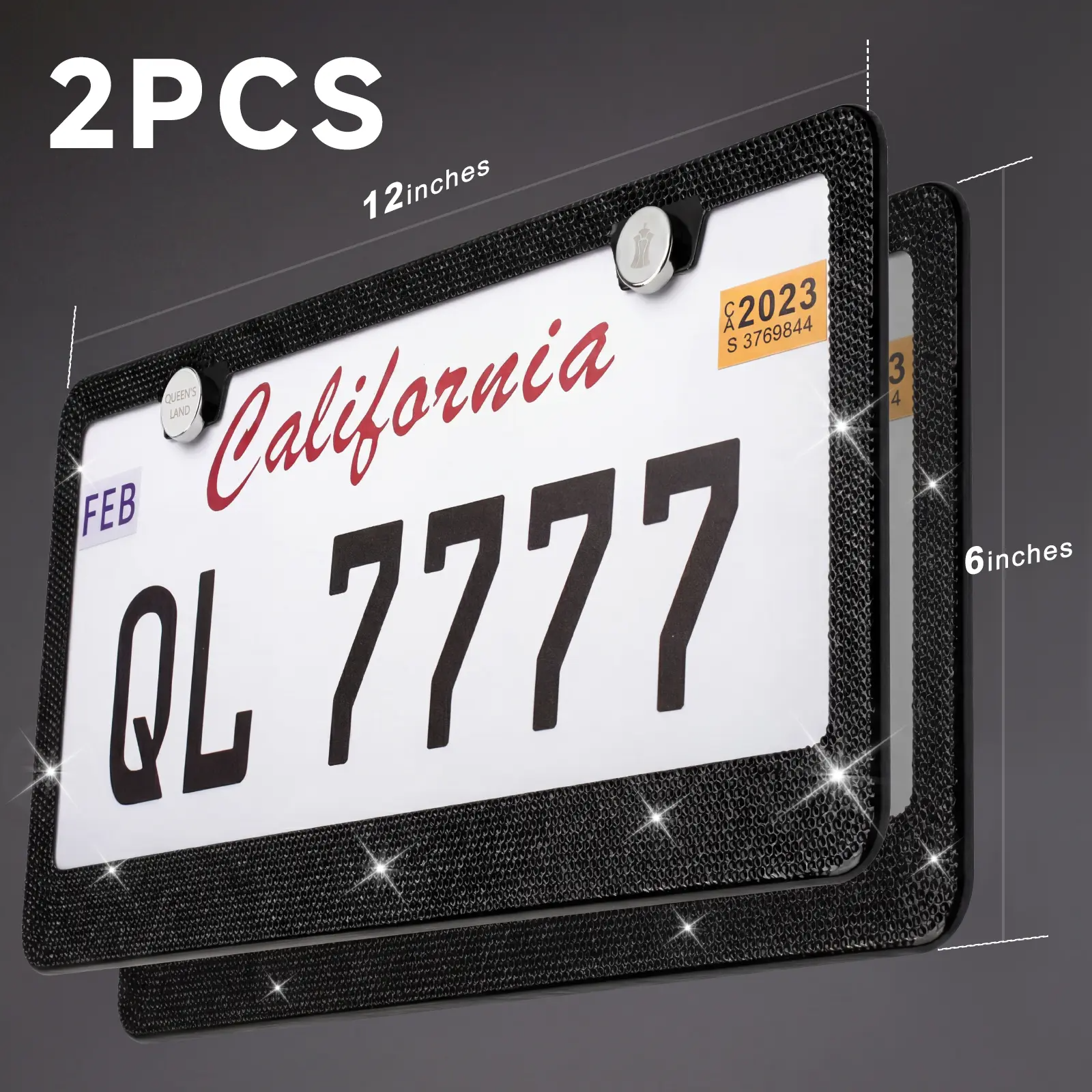 2PCS Bling Leopard License Plate Frames with Crystal Rhinestones