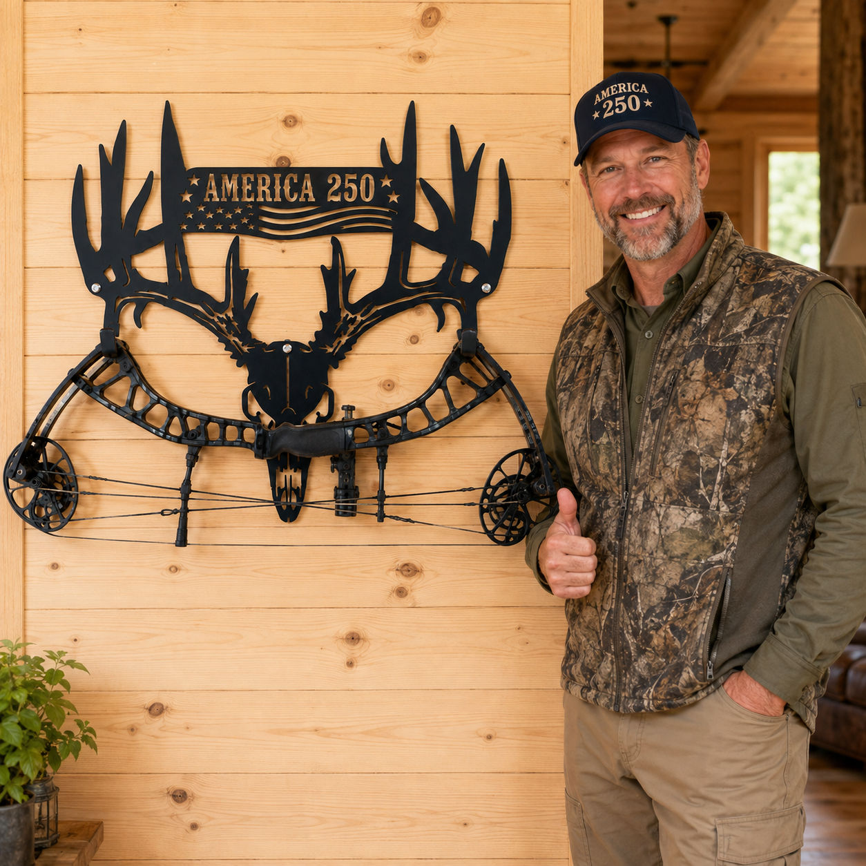 Personalized America 250th Anniversary Antler Bow Rack