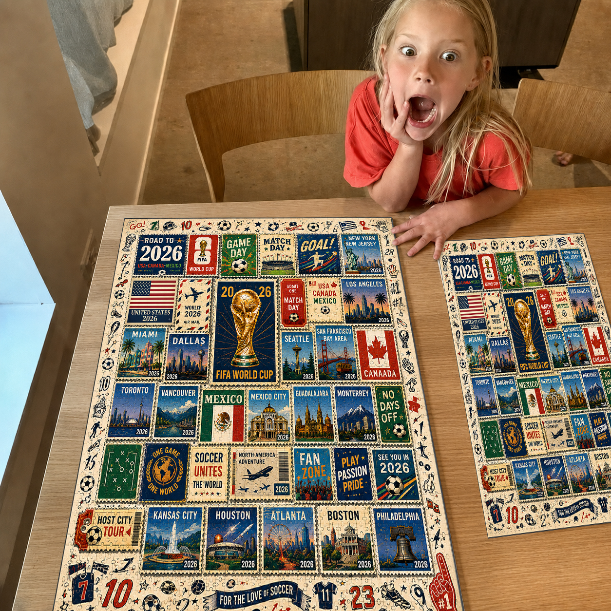 2026 World Cup - Soccer Host City Stamp Puzzle - 500/1000 Piece Jigsaw Puzzle