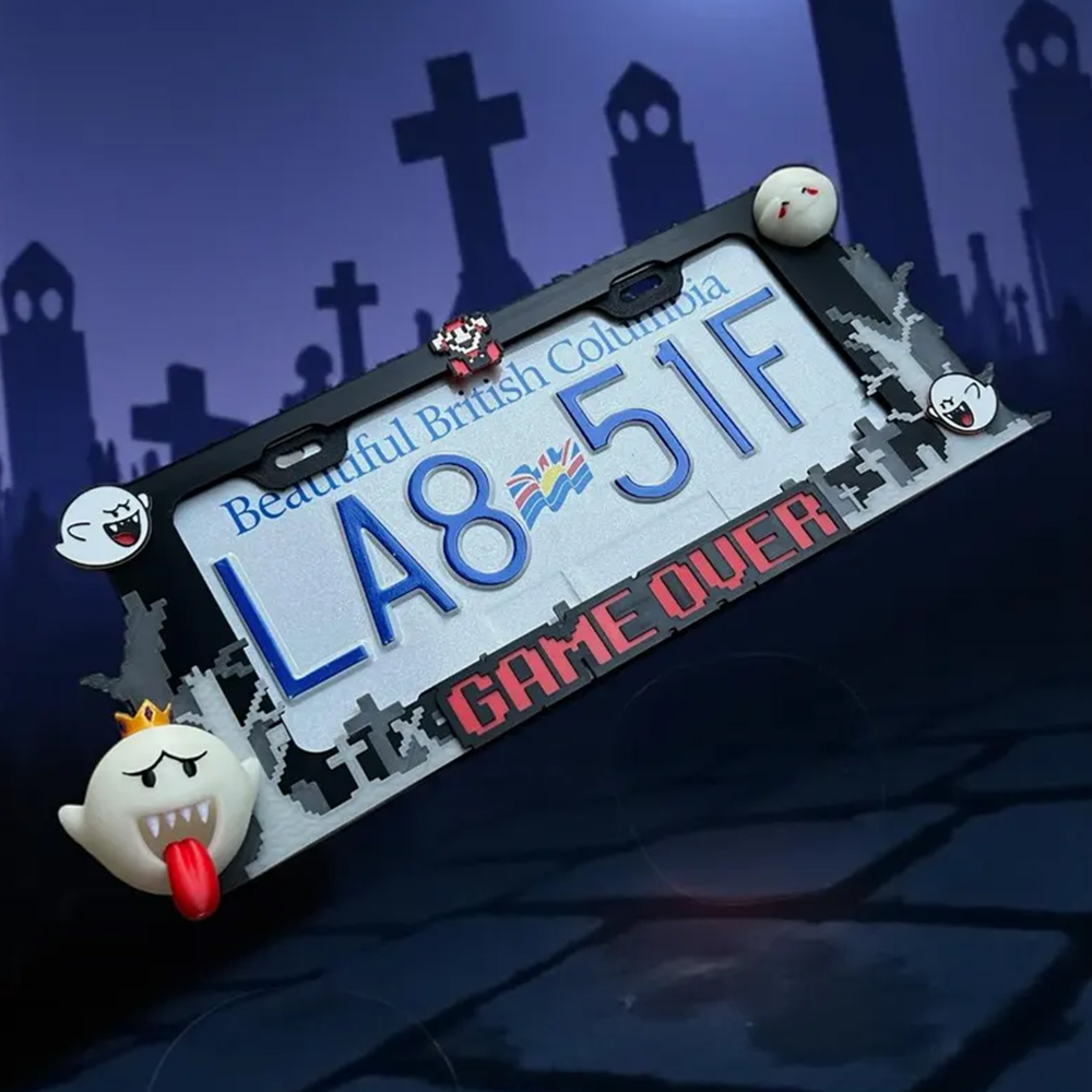 3D Printed King Boo License Plate Frame: Glow in the Dark Car Accessory
