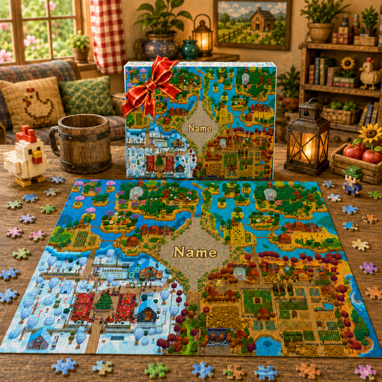 Personalized Stardew Valley-inspired seasonal farm puzzle – customize your farm name