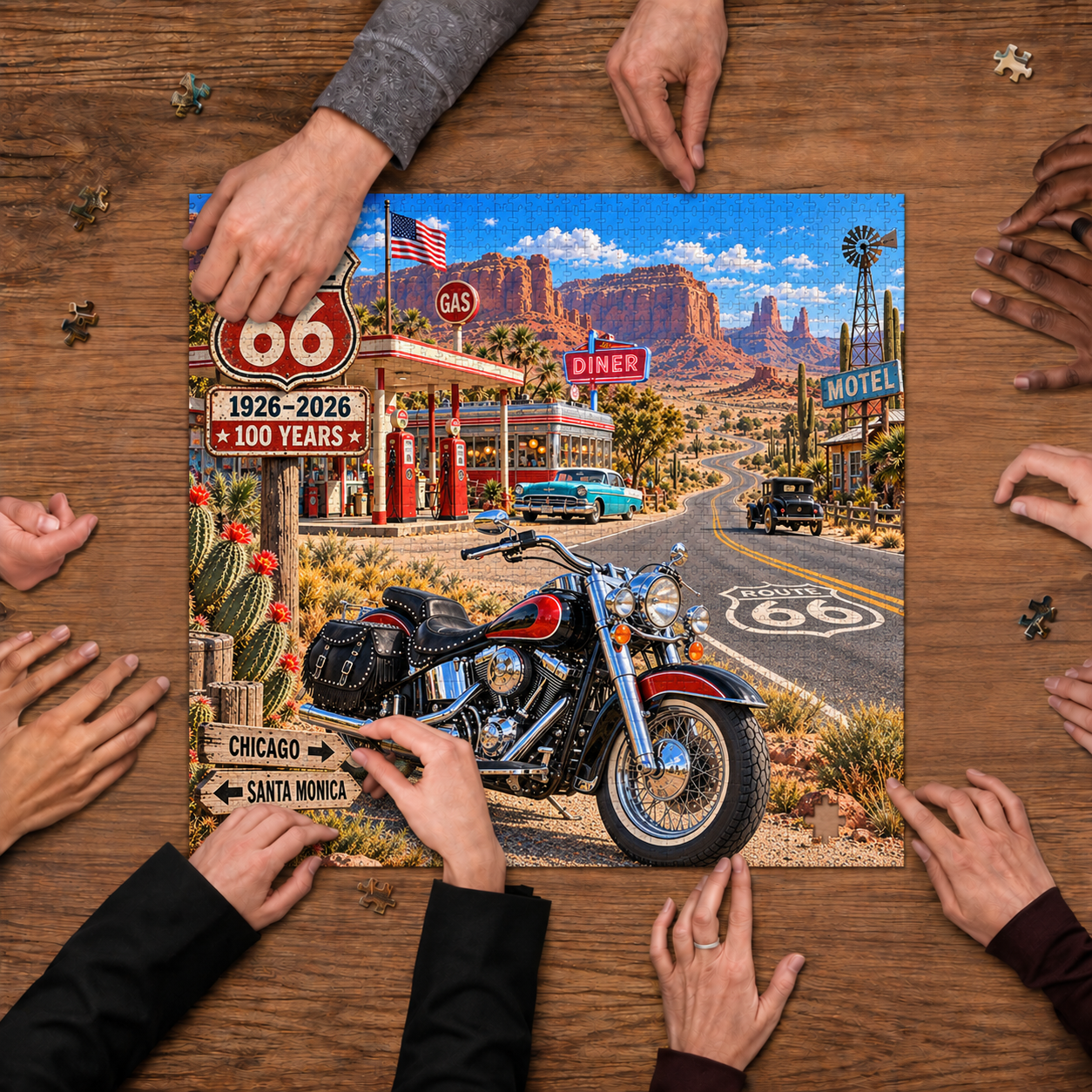 Route 66 Centennial Motorcycle 1,000-Piece Jigsaw Puzzle