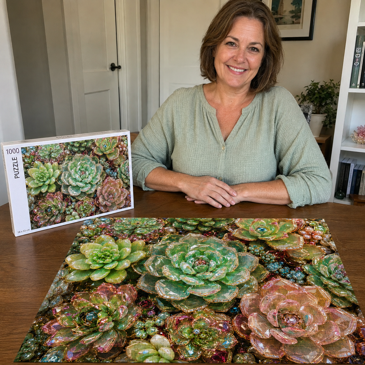 2026 Best gift – Sparkling Jewel Succulent Puzzle - 500/1000 Pieces
