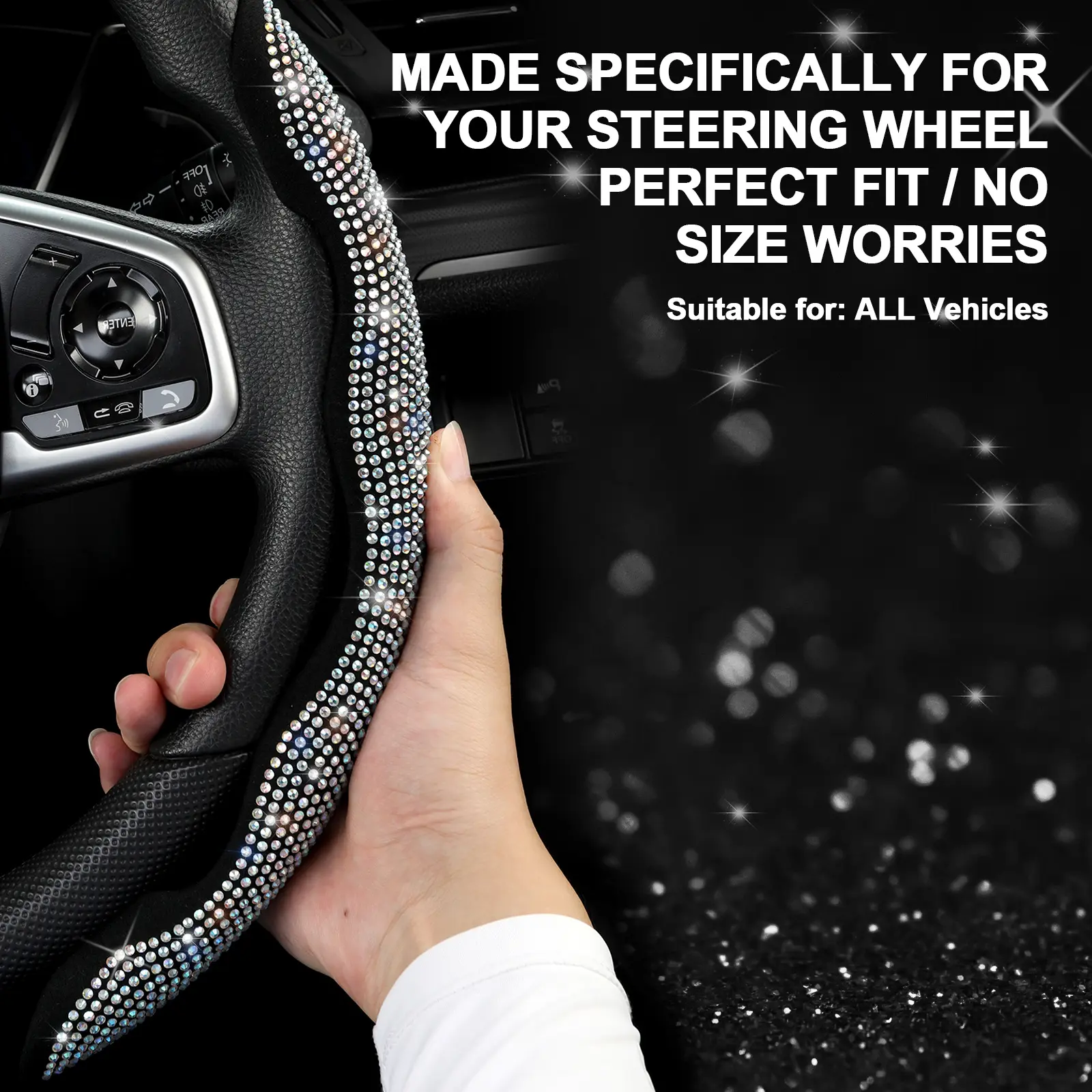 Diamond Bling Steering Wheel Cover for Women