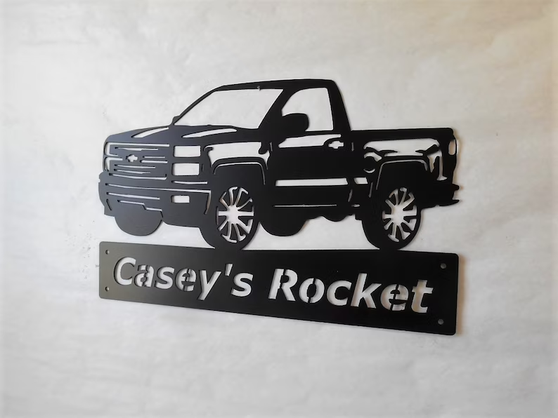 2015 Chevrolet Silverado Truck Standard Cab Personalized Man Cave Garage Sign