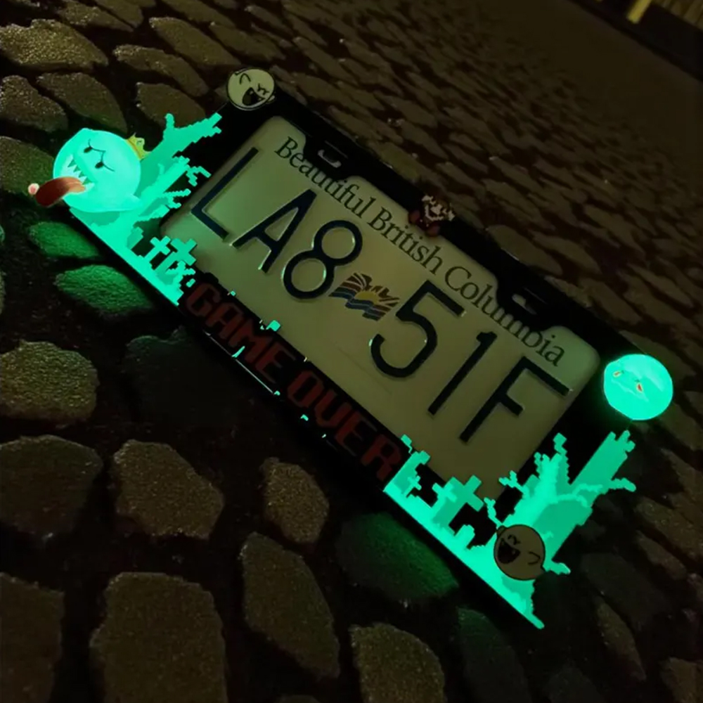 3D Printed King Boo License Plate Frame: Glow in the Dark Car Accessory