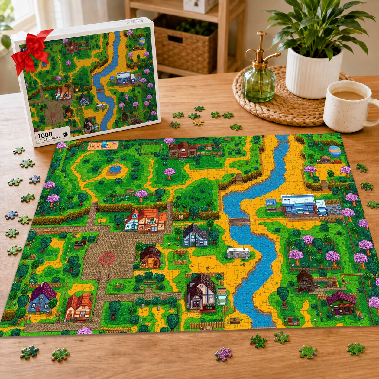 Inspired by Stardew Valley: Pelican Town Panorama Jigsaw Puzzle