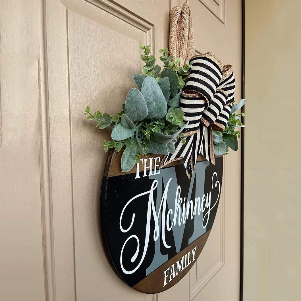 2023 NEW - Personalized Last Name Year Round Front Door Wreath