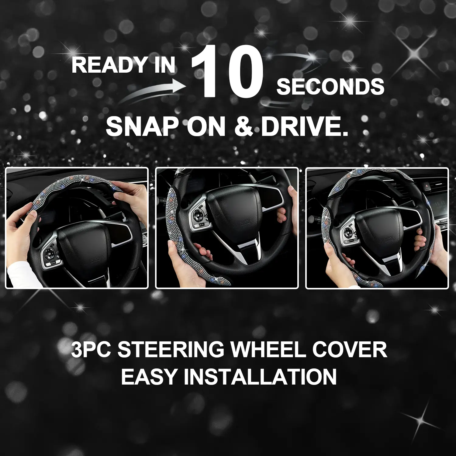 Diamond Bling Steering Wheel Cover for Women