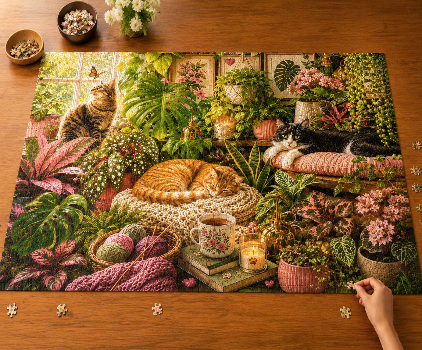 2026 NEW- Cats in the Sunlit Garden - 500/1000-Piece Jigsaw Puzzle