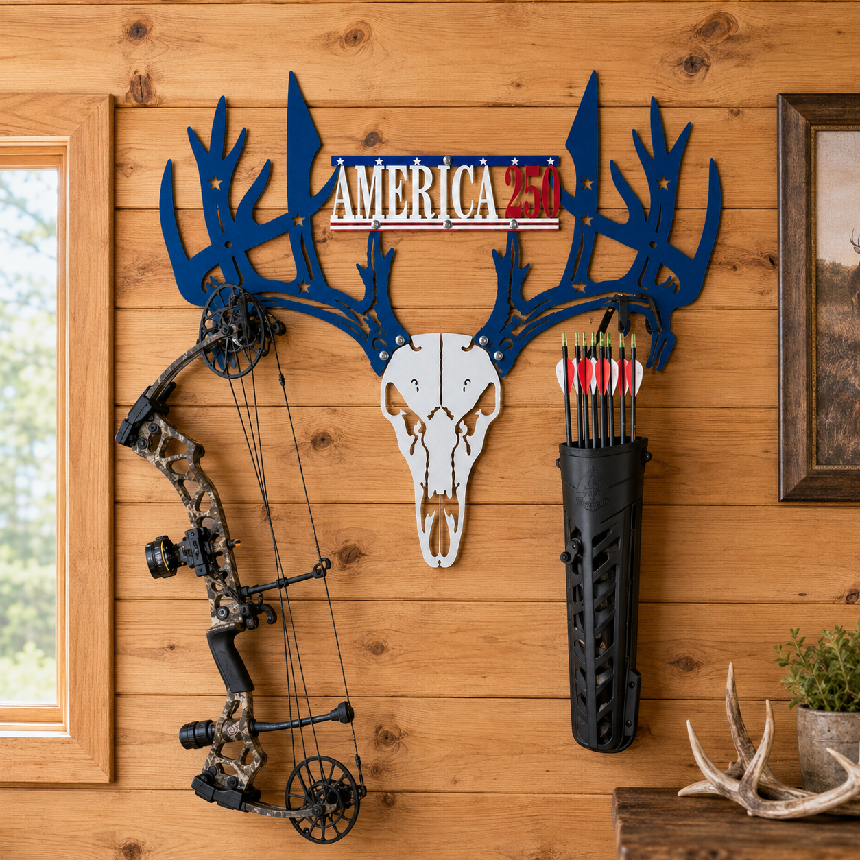 Personalized Metal Deer Skull Bow Rack (250th Anniversary Edition) — Best Christmas Gift for 2026