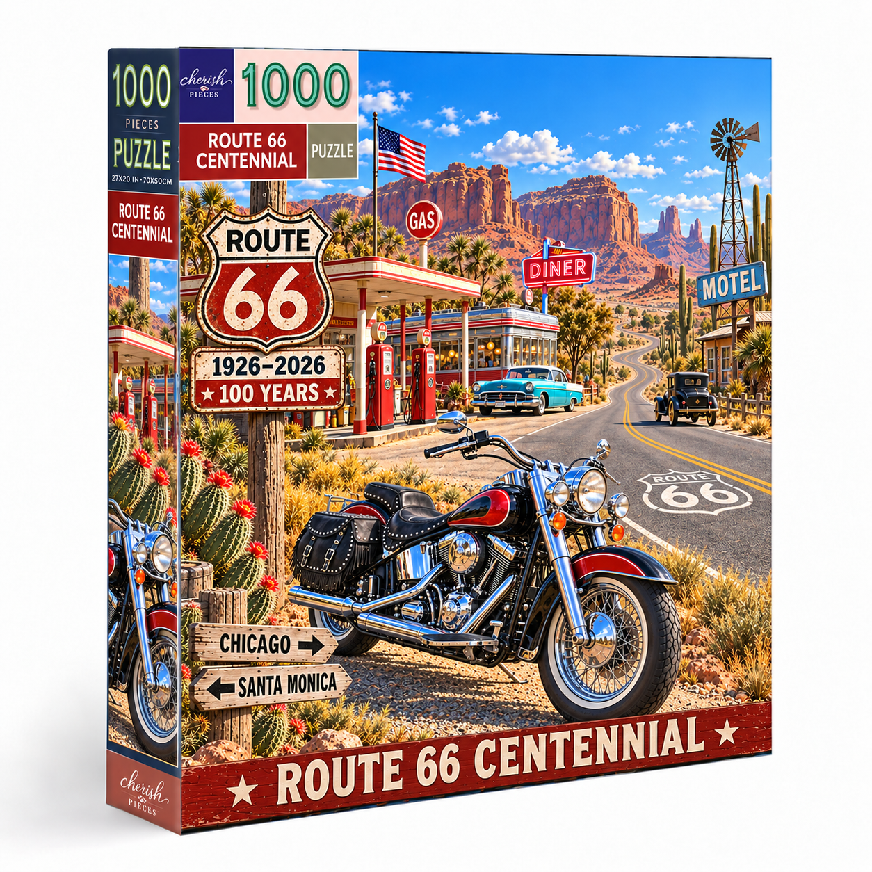 Route 66 Centennial Motorcycle 1,000-Piece Jigsaw Puzzle