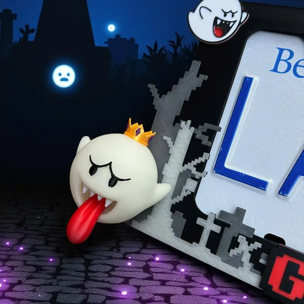 3D Printed King Boo License Plate Frame: Glow in the Dark Car Accessory