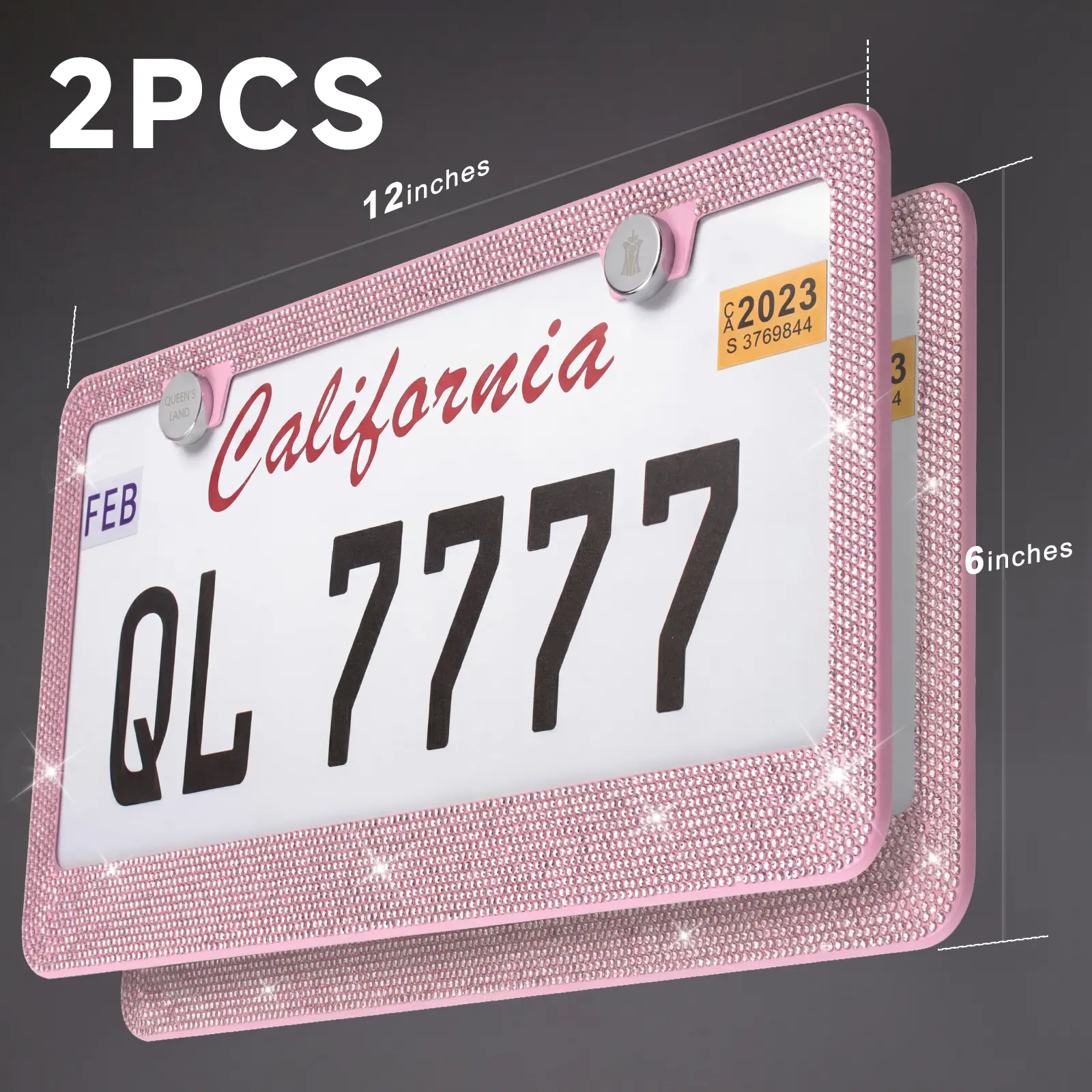 2PCS Bling Leopard License Plate Frames with Crystal Rhinestones
