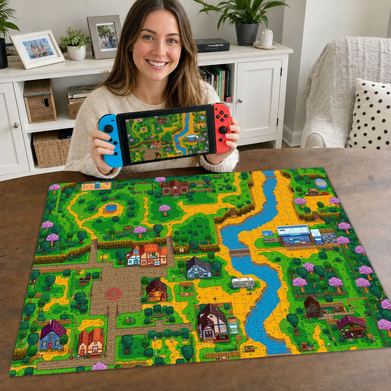 Inspired by Stardew Valley: Pelican Town Panorama Jigsaw Puzzle