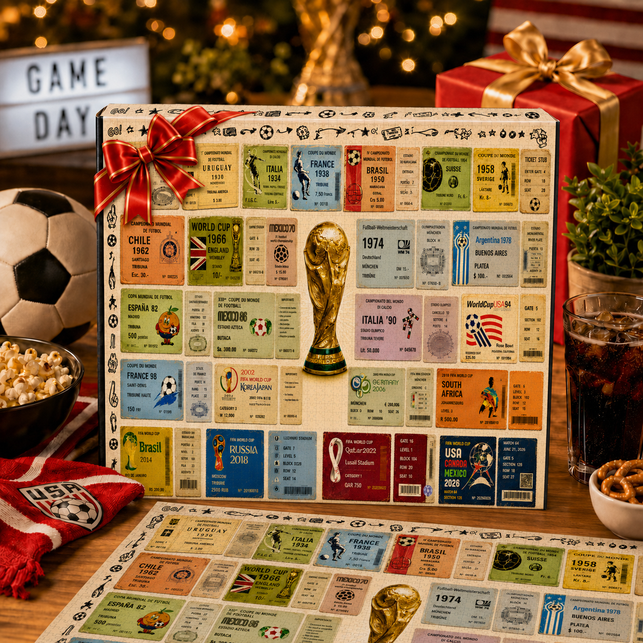 2026Best Gift - World Cup Ticket Puzzle (1930–2026) Collection Puzzle - 500/1000 Piece Jigsaw Puzzle