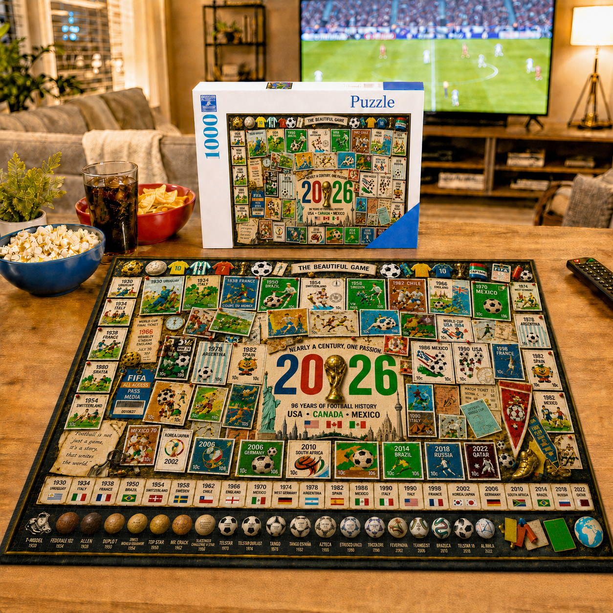 2026 World Cup History Collector's Puzzle | 96 Years of Football Legends (500/1000 Pieces)