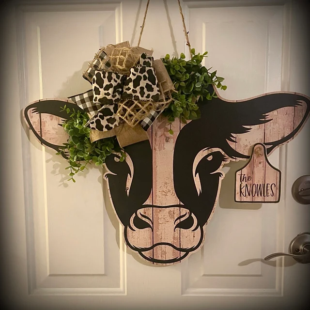 NEW!!2023 - Personalized Cow Tag Farm Door Hanger