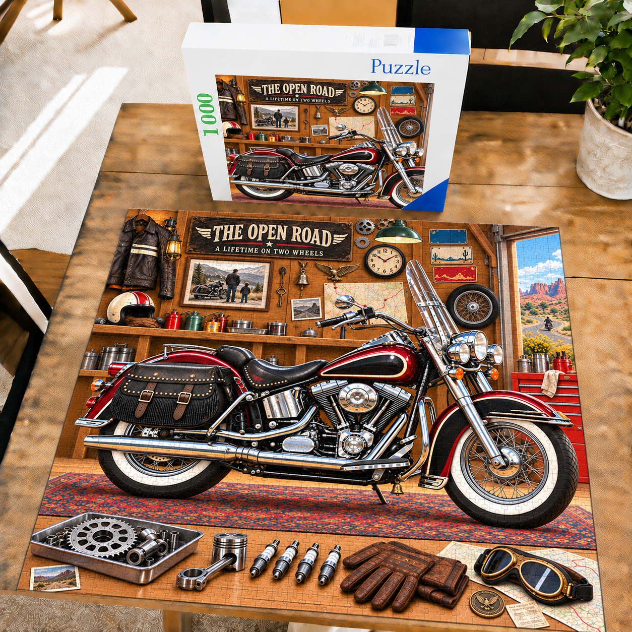 "Live to Ride, Ride to Live" Vintage Motorcycle 1000-Piece Puzzle