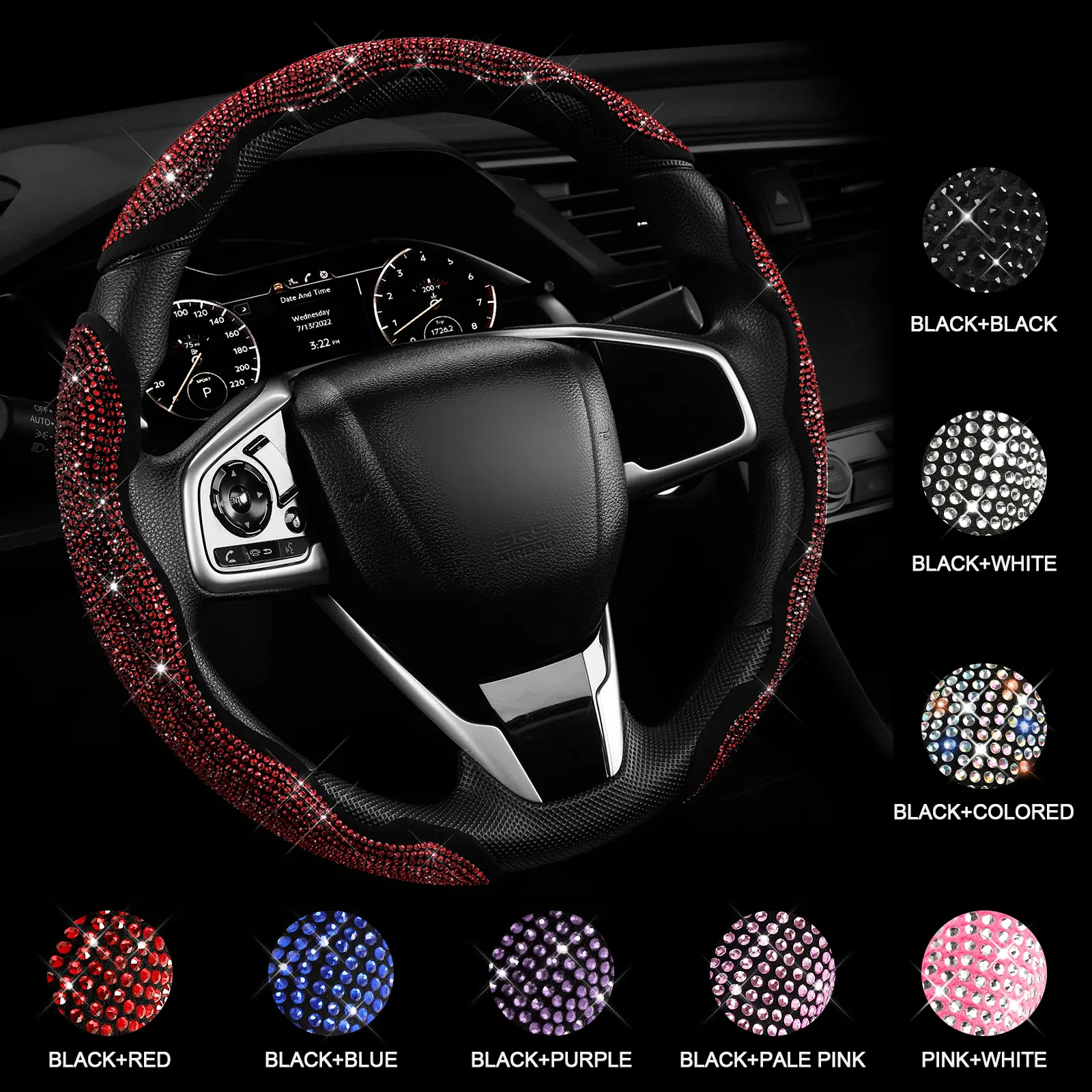 Diamond Bling Steering Wheel Cover for Women