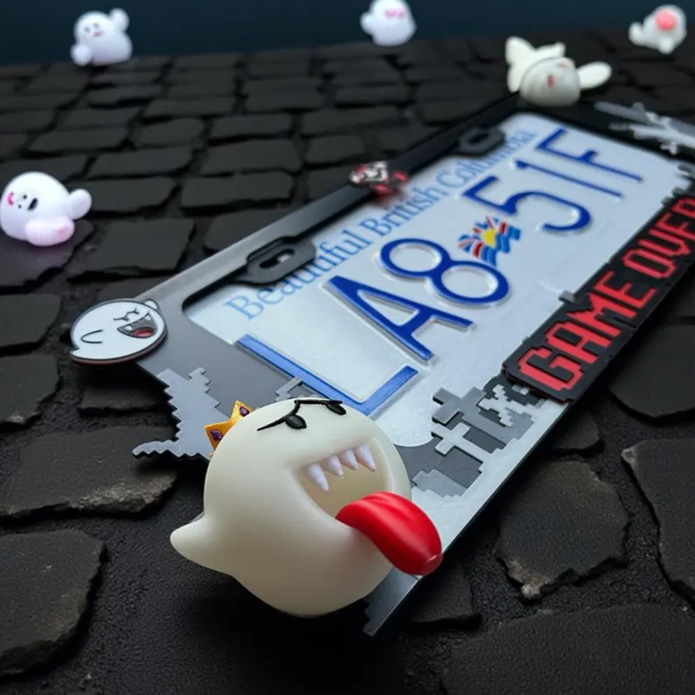 3D Printed King Boo License Plate Frame: Glow in the Dark Car Accessory