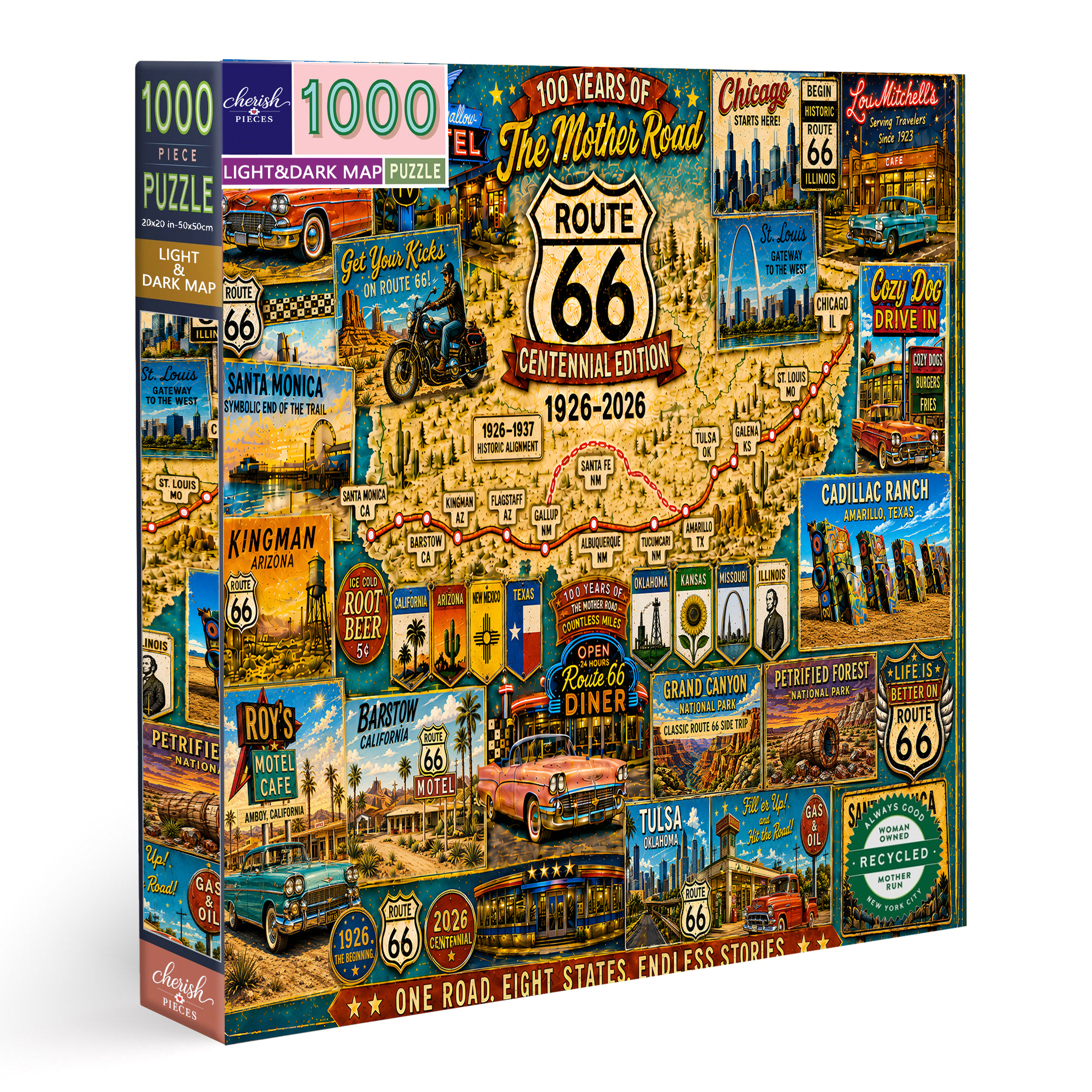Route 66 Centennial Collector’s Puzzle 100 Years of the Mother Road — 1926–2026🎁