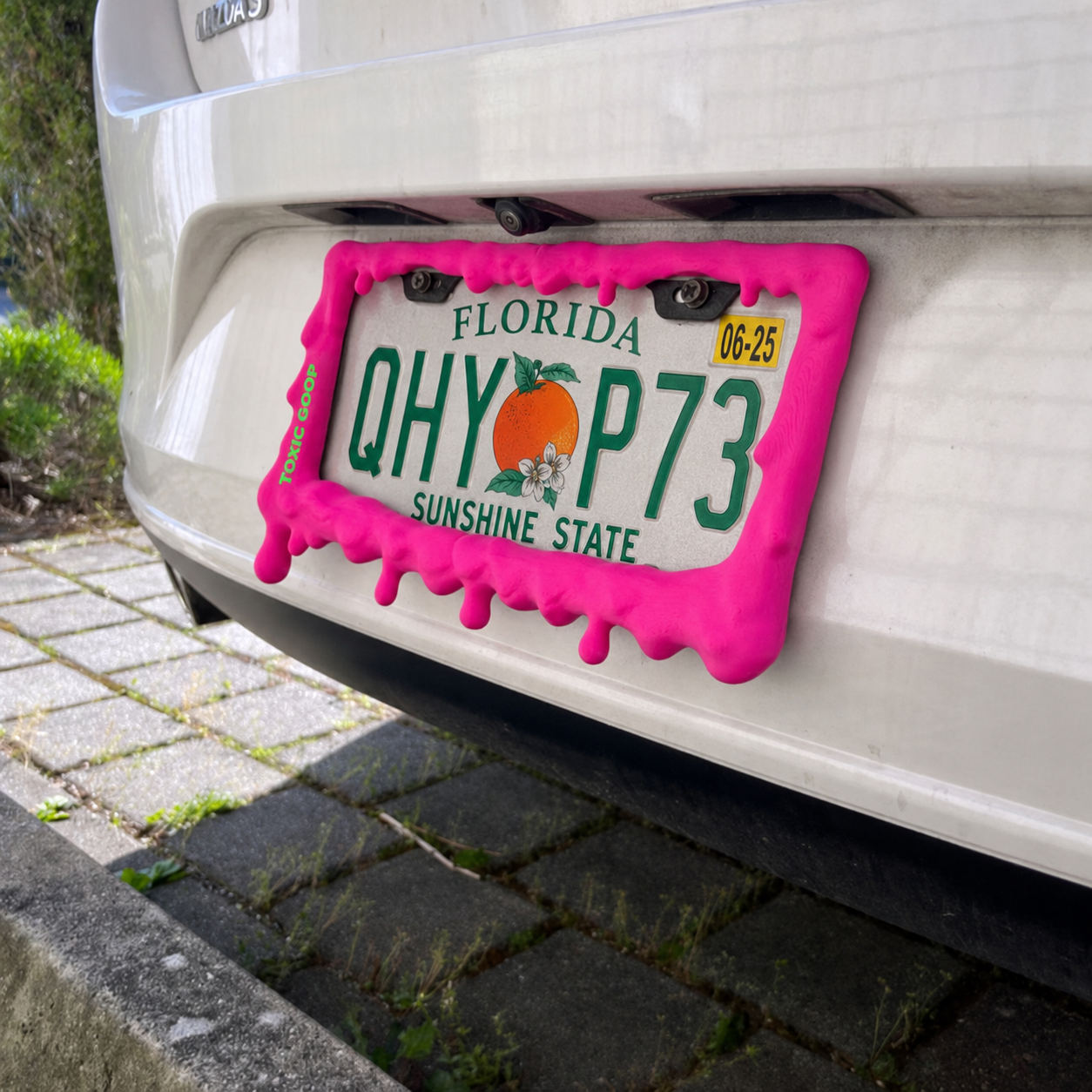 Toxic Goop License Plate Frame | 3D Dripping Slime Car Accessory