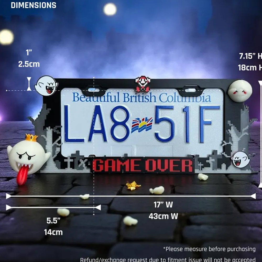 3D Printed King Boo License Plate Frame: Glow in the Dark Car Accessory