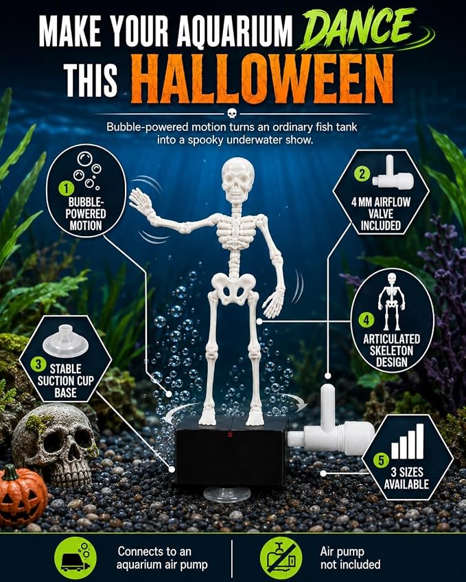 Air-Powered Dancing Skeleton Aquarium Ornament