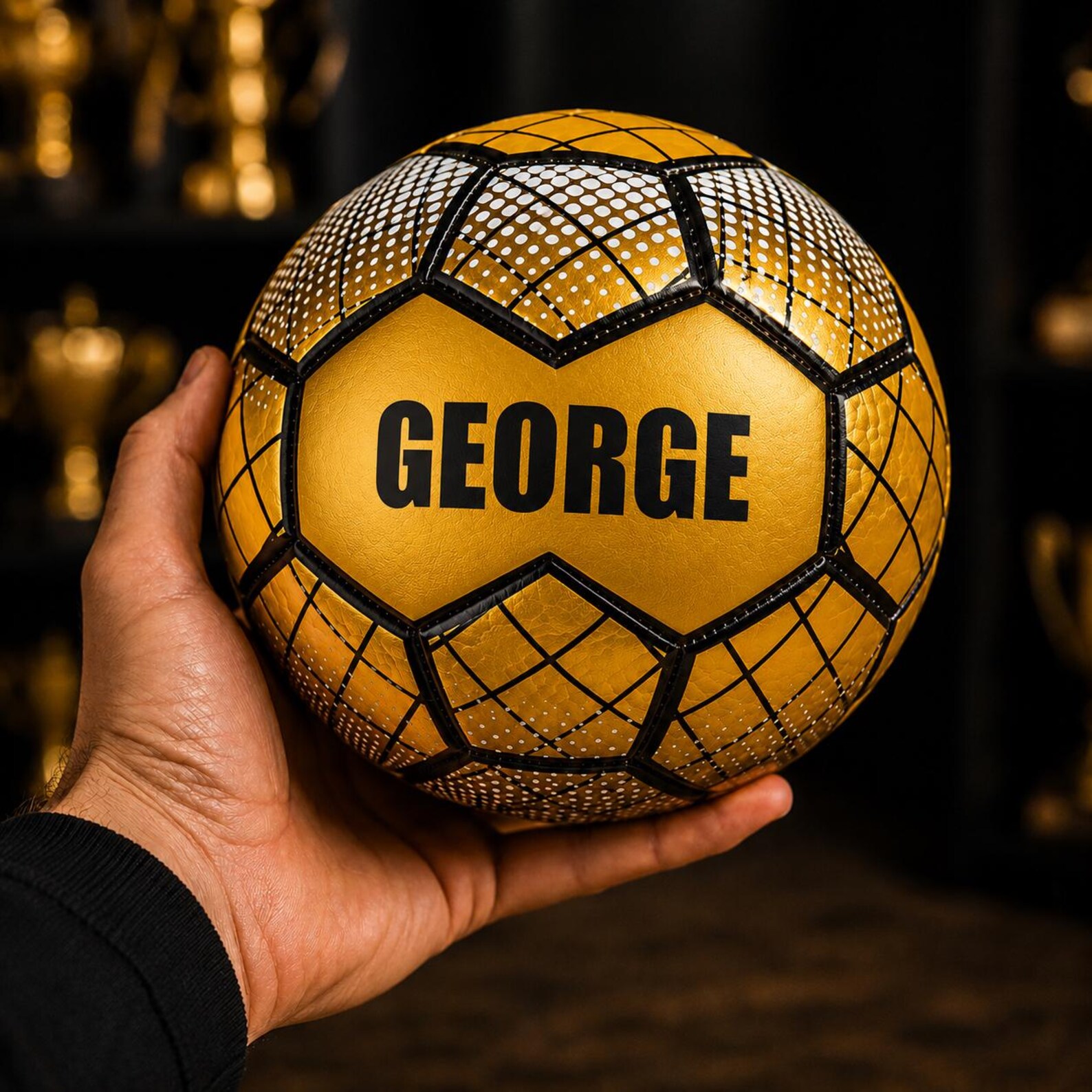 Custom Gold Soccer Ball With Name | Unique Football Present For Boys, Dad, Coach Or Football Fan Size 5