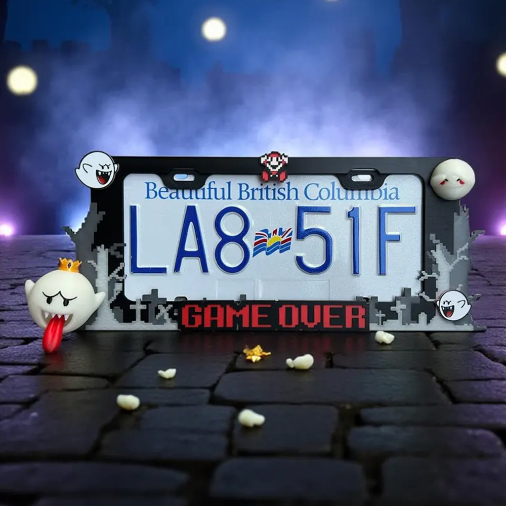 3D Printed King Boo License Plate Frame: Glow in the Dark Car Accessory