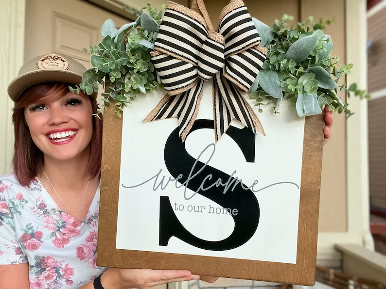 2023 New Gift- Last Name Year Round Front Door Wreath
