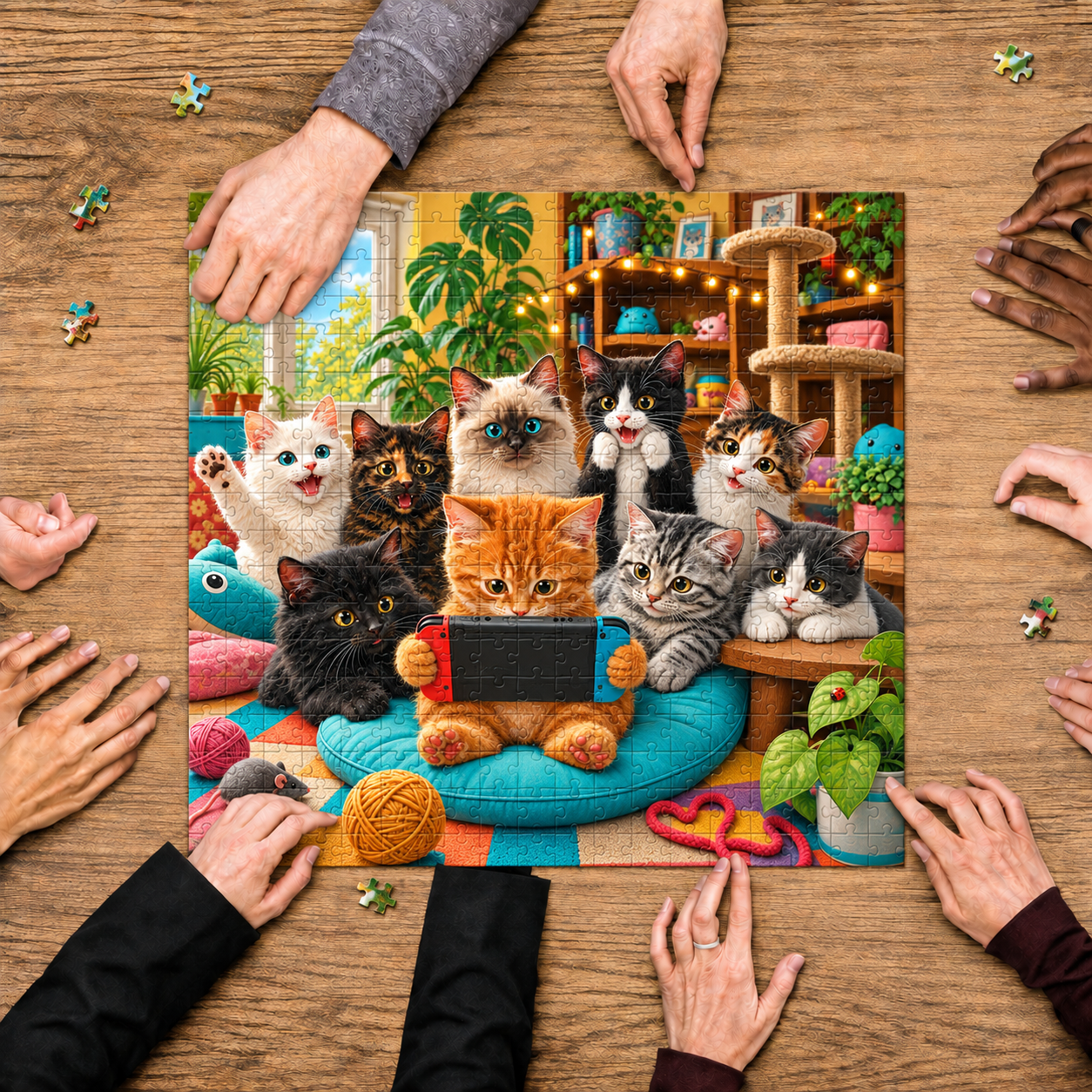 Kitten Game Night – 1000-Piece Puzzle