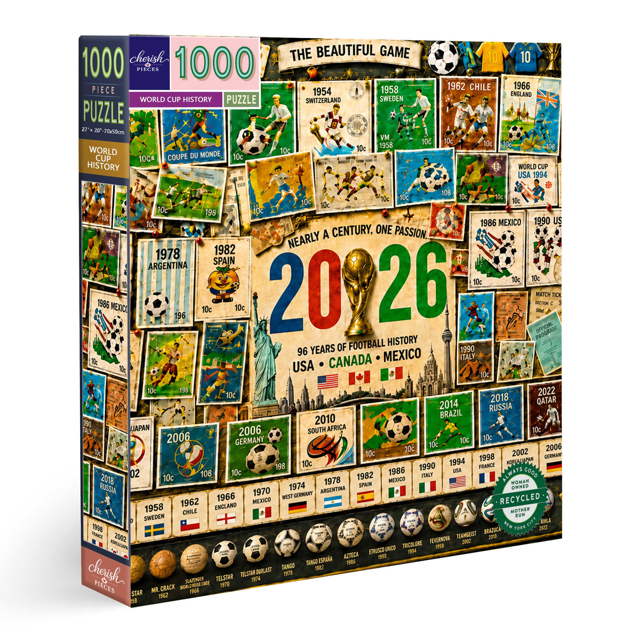 2026 World Cup History Collector's Puzzle | 96 Years of Football Legends (500/1000 Pieces)