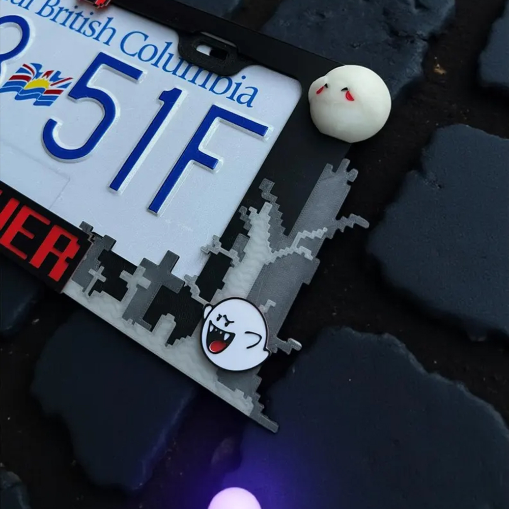 3D Printed King Boo License Plate Frame: Glow in the Dark Car Accessory