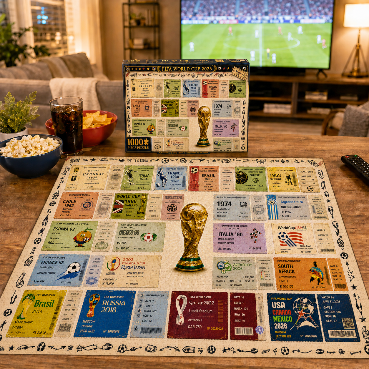 2026Best Gift - World Cup Ticket Puzzle (1930–2026) Collection Puzzle - 500/1000 Piece Jigsaw Puzzle