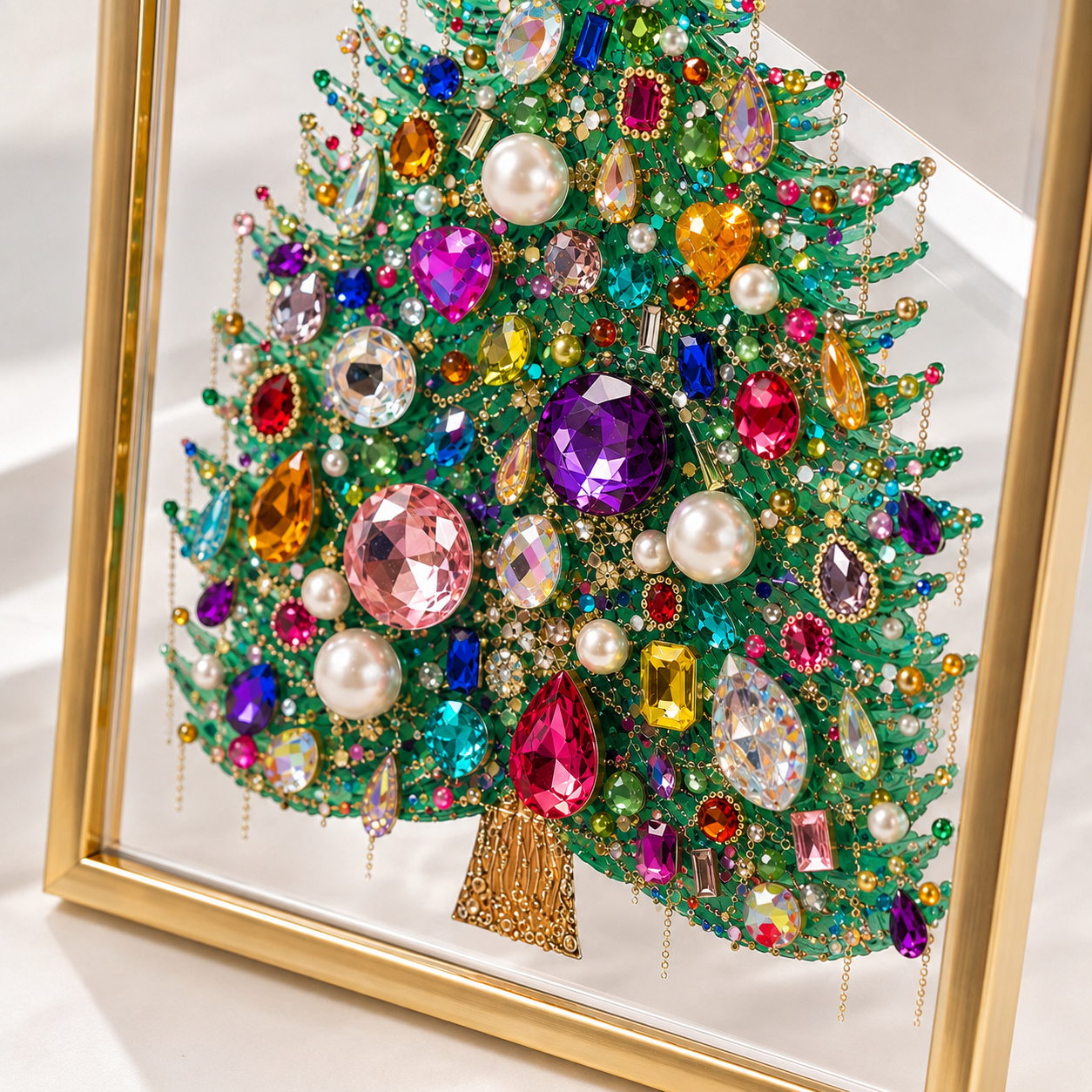  DIY Jeweled Christmas Tree Floating Frame Kit– Create Your Own Sparkling Holiday Decoration✨