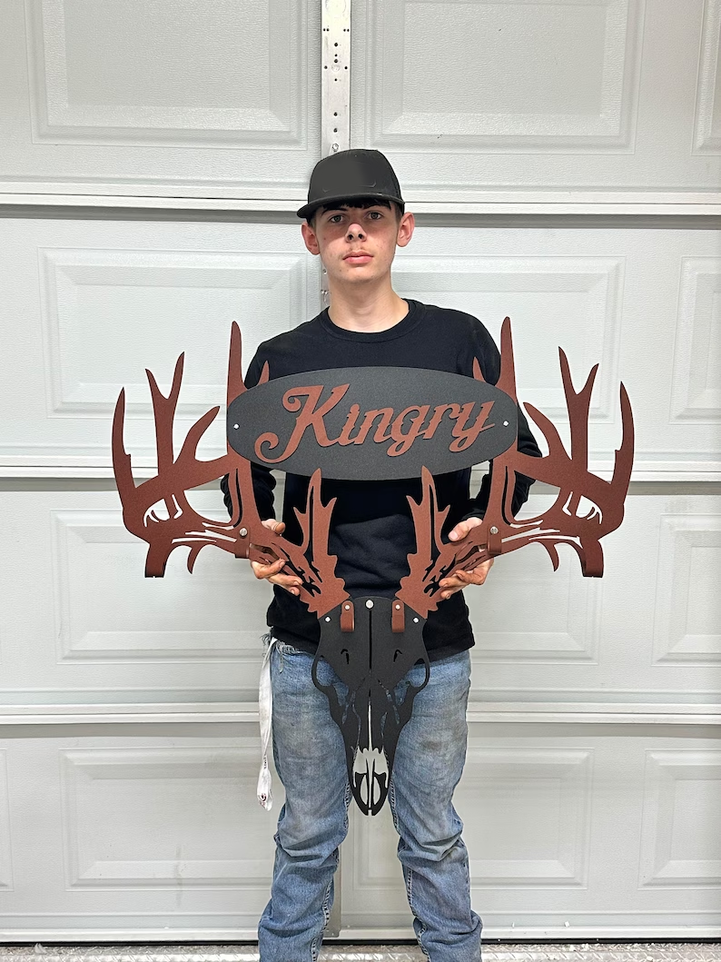 2024 NEW - Personalized Metal Deer Skull Rack-The best gift for Christ
